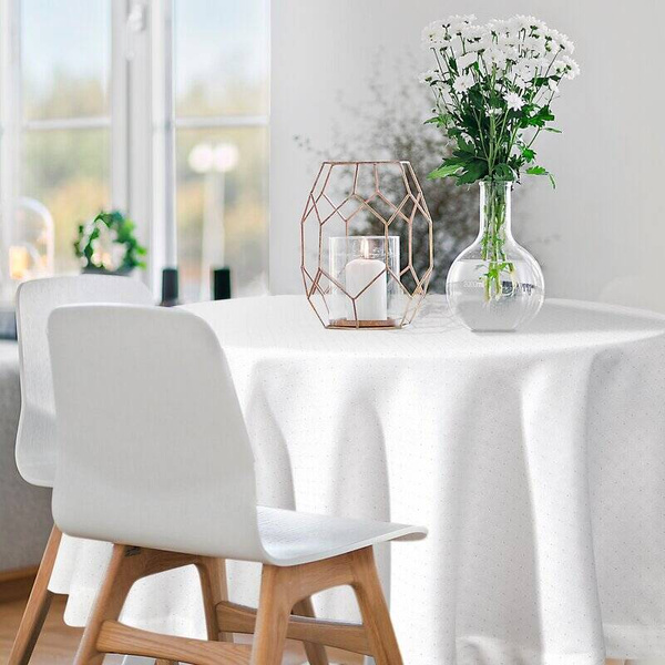 Okrugli stolnjak ukrašen srebrnim sjajnim koncem s elegantnom trakom ∅ 150 cm Eliza 