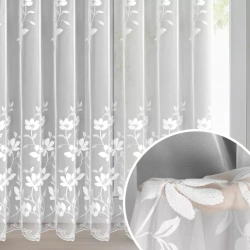 Bijela zavjesa od peruanske tkanine ukrašena vezom, 350x250 cm - SANDI