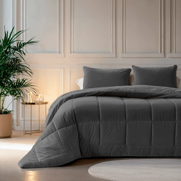 Cjelogodišnji baršunasti poplun u sivoj boji 240x200 300 GSM