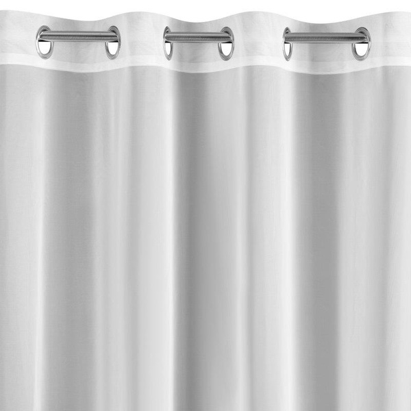 Bijela mrežasta zavjesa ukrašena 3D aplikacijom ruže, 140x250 cm - ROSES3 - Eva Minge