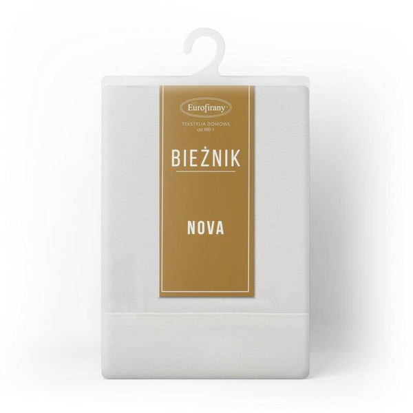 Trkač za stol klasični bijeli s elegantnom dvostrukom prirubnicom, otporan na mrlje 40x140 Aleksa