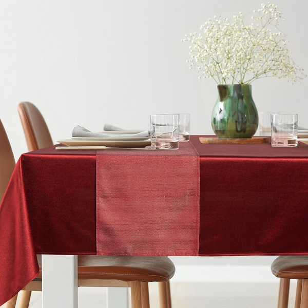 Set stolnjaka i nadstolnjaka, crvena 140x220 cm, satenski sjaj - GLAMO