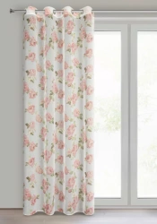 Zavjesa 140x250 ukrašena printom ruža s dodatkom zlata, izrađena od gaze, MELA 