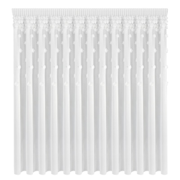 Bijela šifonska zavjesa ukrašena trodimenzionalnim ružama, 350x270 cm, traka - DIANA