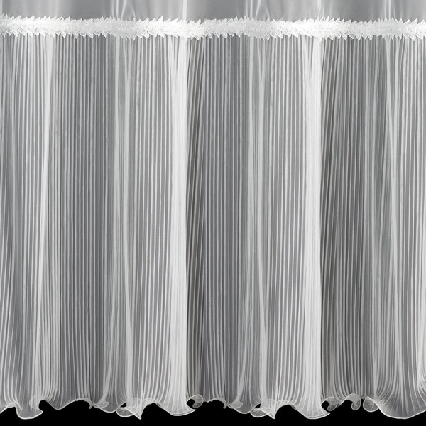Bijela zavjesa od fine mreže ukrašena naborima i čipkom, 140x250 cm - HANA