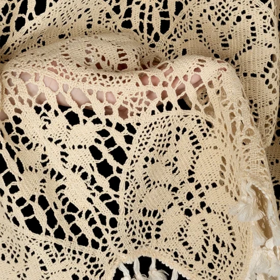 Kuhinjska zavjesa u boho stilu ukrašena suptilnim resama 150x30 cm MOLY tunel