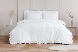 Elegantna bijela posteljina s volanima 140x200/220 RufflesWhite