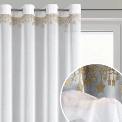 Božićna zavjesa od gaze ukrašena aplikacijom s motivom zvijezde, 140x250 cm - XMAS