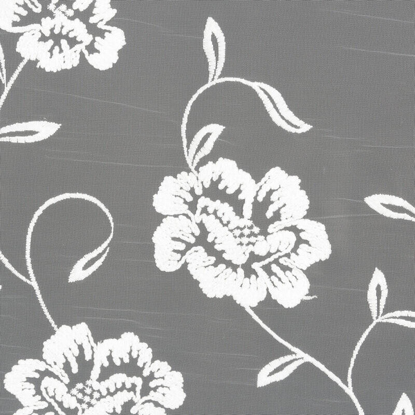 Bijela zavjesa od fine mreže ukrašena izvezenim cvijećem, 350x250 cm, NATALI 