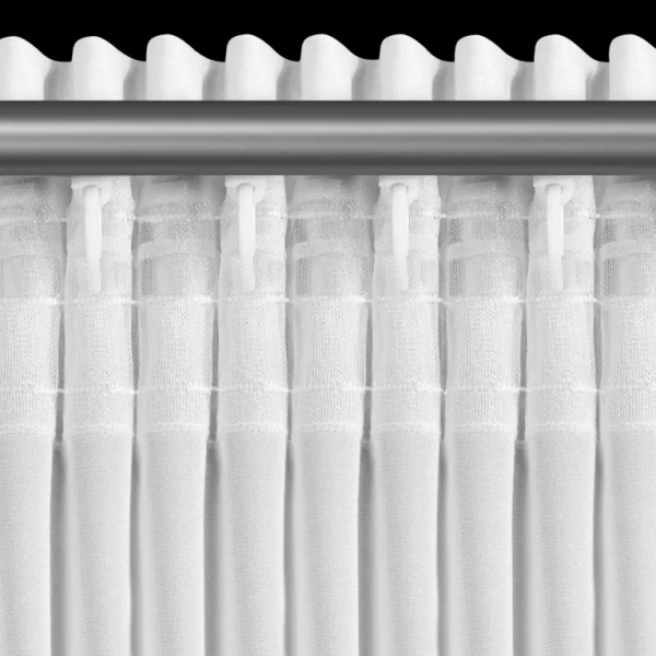 Kratka bijela šifonska zavjesa ukrašena aplikacijom, 400x160 cm- LORETA