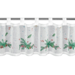 Bijelo-zelena kuhinjska zavjesa od gaze s božićnim printom, 150x30 cm - Xmas 4