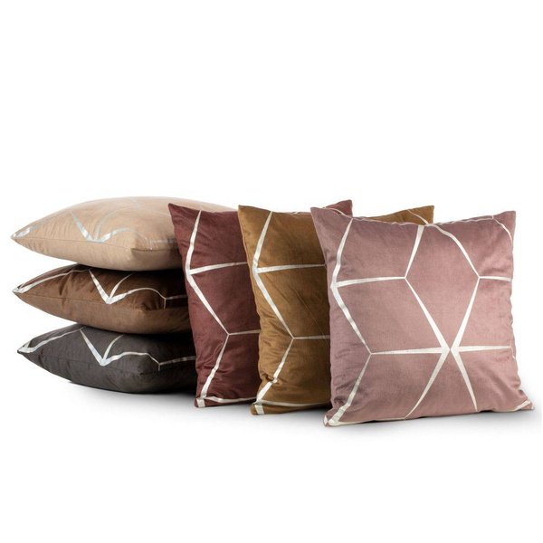 Baršunasta jastučnica sa srebrnim geometrijskim printom 45x45 Blink 28