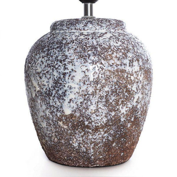 Stolna lampa krem/smeđa ELIA 01 28x43 na keramičkoj podlozi s abažurom od mat tkanine