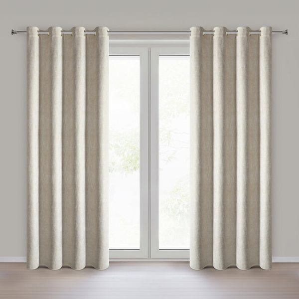 Krem zavjesa od šenil tkanine sa sjajnim koncem 140x250 cm sa zlatnim ušicama - BITSY