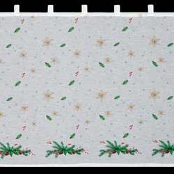 Bijelo-zelena kuhinjska zavjesa od gaze s božićnim printom, 150x90 cm - Xmas 4