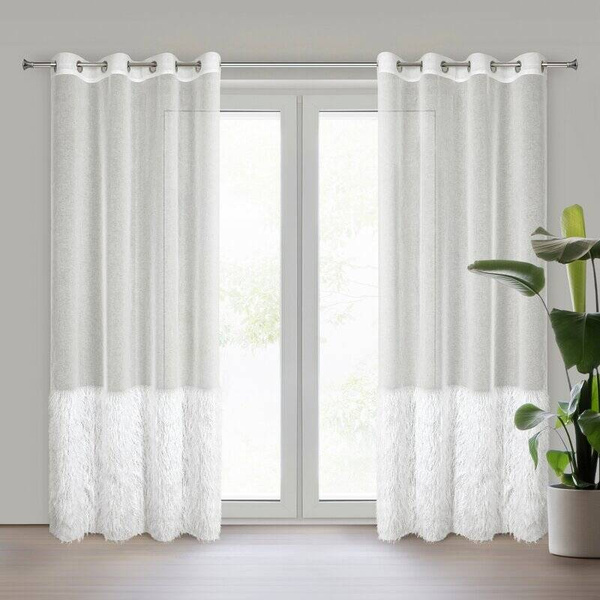 Zavjesa 140x250 od gaze ukrašena moher koncem MARGARET 2 