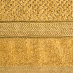 Pahuljasti ručnik s reljefnim karo uzorkom i rubom od velura 500 g/m2 Jessi (10) 70 X 140 cm senf