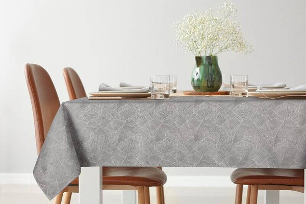 Sivi stolnjak 140x220 sa jacquard uzorkom listova banane Isla