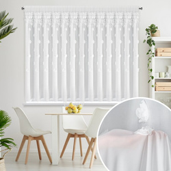 Bijela šifonska zavjesa ukrašena trodimenzionalnim ružama, 350x160 cm, traka - DIANA