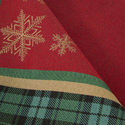 Nadstolnjak goblen s motivom zlatne pahulje i ukrasnim kariranim rubom 45x140 Cherry