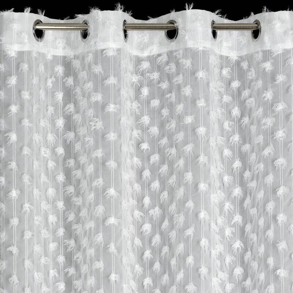 EVA MINGE gotova zavjesa 135x250 od šifonske tkanine ukrašena pomponima s dodatkom sjajnog konca AURELIA 