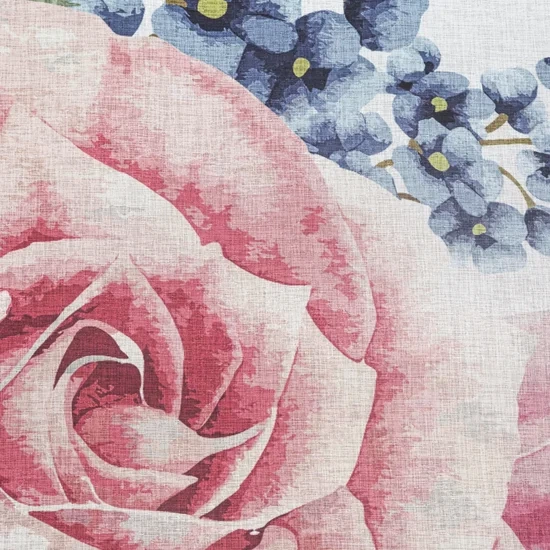 Set od 2 zavjese 140x260 od svijetlog etamina s motivom ruže i slatkog kolibrića LIA