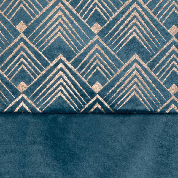 Baršunasta zavjesa s ukrasnom trakom i svijetlozlatnim geometrijskim printom na gornjem dijelu 140x250 Elen