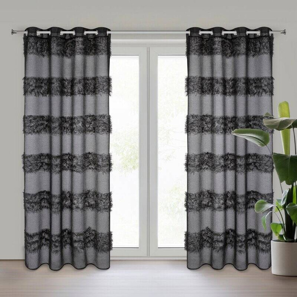 Zavjesa 140x250 od gaze ukrašena moher koncem Margaret 3