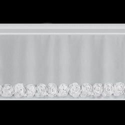 Bijela šifonska zavjesa za kuhinju ukrašena 3D ružama, 40x150 cm- ROSES11 Eva Minge