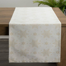 Trkač za stol božićni stolnjak žakard tkanina sa motivom zlatnih pahuljica protkanih zlatnim koncem 40x180 Flash 9
