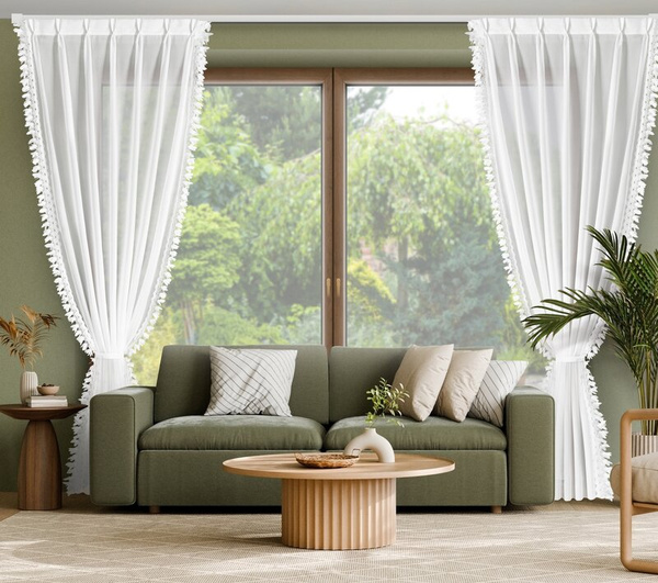 Bijela šifonska zavjesa ukrašena aplikacijom, 80x270 cm , FLEX 1:1,5 - LORETA