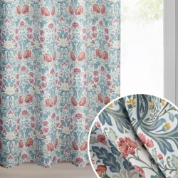 Bijelo-bordo zavjesa za zamračivanje s cvjetnim printom, 135x250 cm- ASHLEY