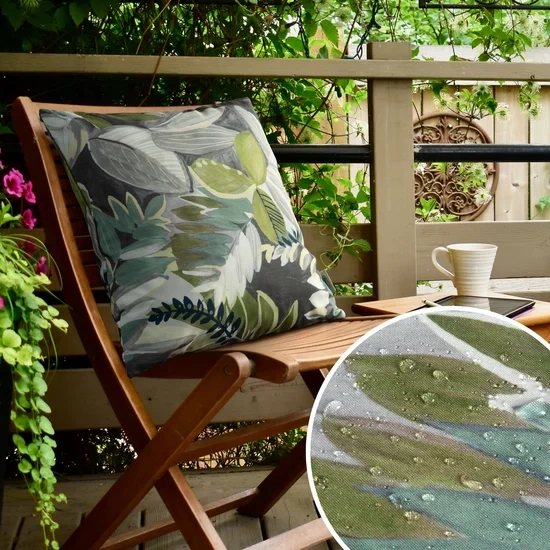 VRTNA jastučnica za terasu i balkon 45x45 izrađena od vodootporne tkanine ukrašena biljnim motivom Garden
