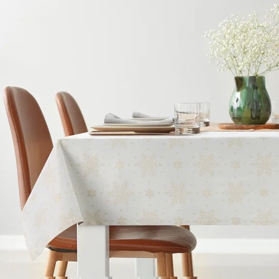 Božićni stolnjak od jacquard tkanine s motivom snježne pahulje protkane zlatnim koncem 135X180 Flash 9