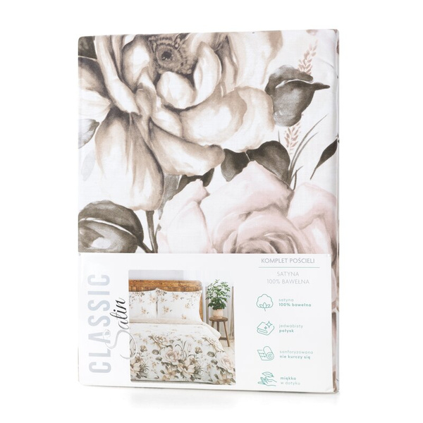 Posteljina 220x200 cm od pamučnog satena s cvjetnim uzorkom SPRING