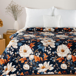 Baršunasti prekrivač za krevet 200x220 cm ukrašen botaničkim printom