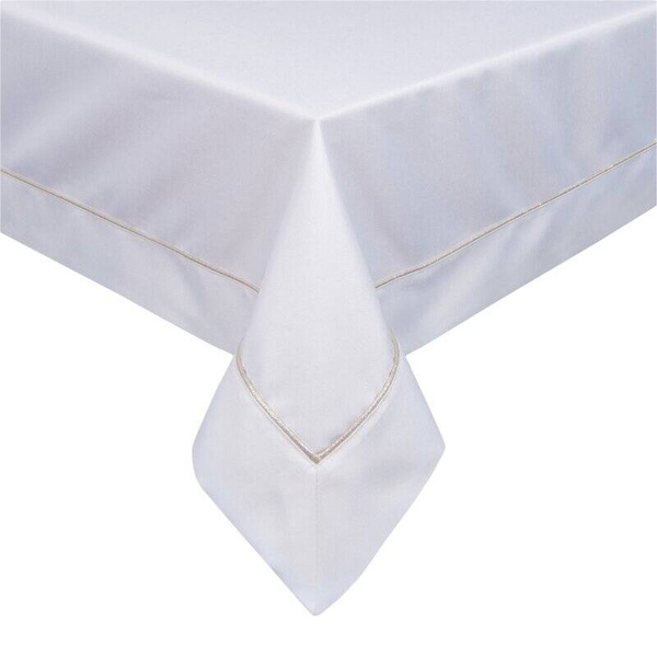 Klasični bijeli stolnjak s nježnim zlatnim obrubom 140x180 Madele 