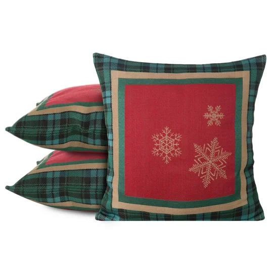 Tapiserija jastučnica s božićnim motivom rešetke i zlatne pahulje 45x45 Cherry