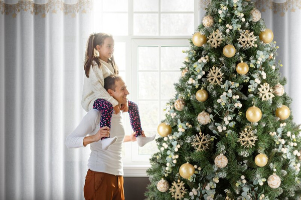 Božićna zavjesa od gaze ukrašena aplikacijom s motivom zvijezde, 140x250 cm - XMAS