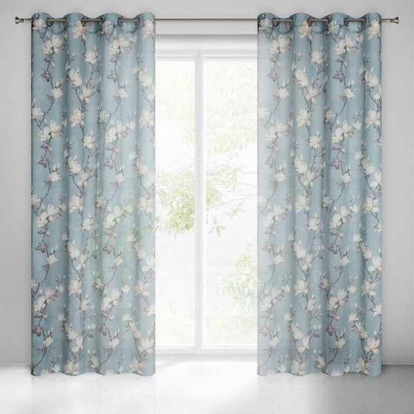Zavjesa 140x250 od eko stila etamina s motivom magnolije, poluproziran Luna