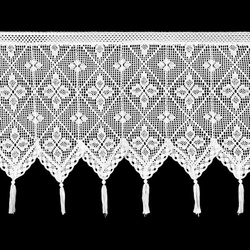 Ažurna kuhinjska zavjesa 150x60 u boho stilu s ukrasnim resicama MARTHA 