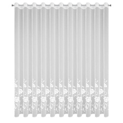 Bijela zavjesa od fine mreže ukrašena izvezenim cvijećem, 350x250 cm, NATALI 