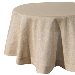 Okrugli stolnjak s lanenim tkanjem i sjajnim koncem, završen dvostrukom trakom na rubovima ∅ 120 cm Bianca 2