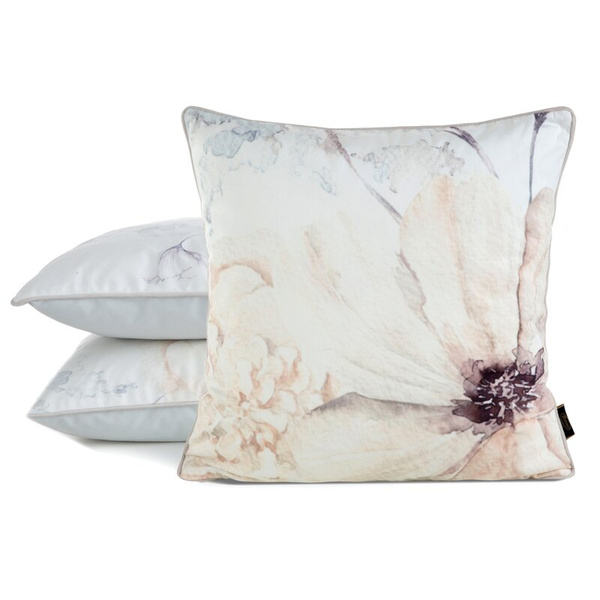 PREMIUM dvostrana jastučnica 45x45 od mekog baršuna s cvjetnim motivom i rubnim detaljima VELVET