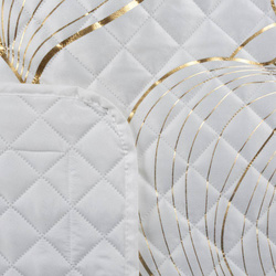 Limited Collection Baršunasti prekrivač za krevet 170x210 bijela zlatna elegantan, prošiven metodom vrućeg prešanja Blanca 4