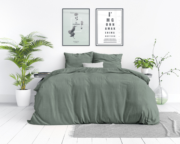 Zelena pamučna posteljina 240x220 pakirana u atraktivnu Stone Washed Green vrećicu