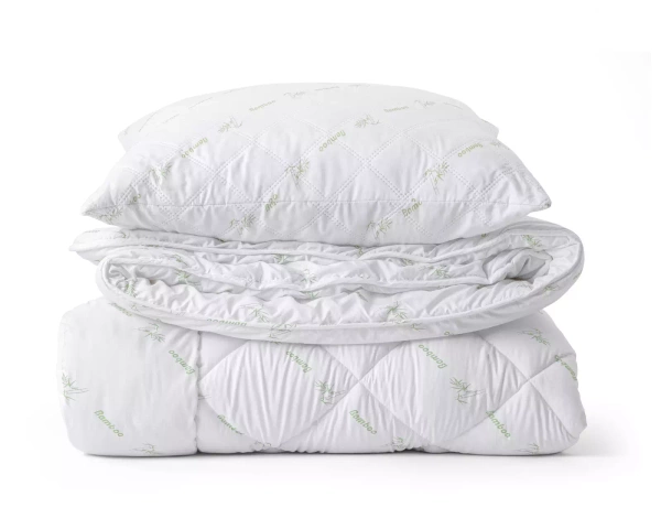 SET poplun i jastuk od bambusa u bijeloj boji 140X220 cm i jastuk 60x70 cm