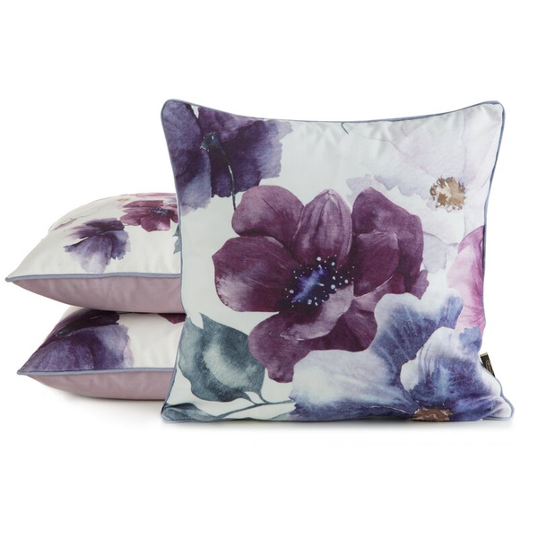 PREMIUM dvostrana jastučnica 45x45 od mekog baršuna s cvjetnim motivom i rubnim detaljima VELVET