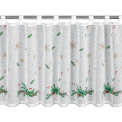 Bijelo-zelena kuhinjska zavjesa od gaze s božićnim printom, 150x60 cm - Xmas 4