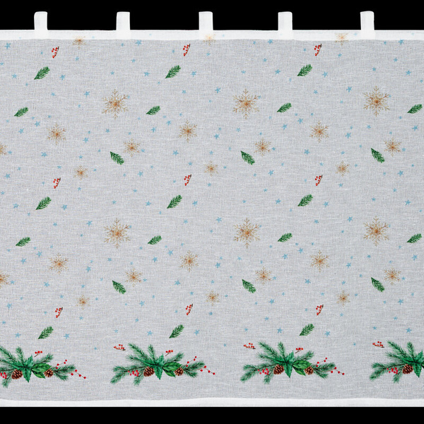 Bijelo-zelena kuhinjska zavjesa od gaze s božićnim printom, 150x90 cm - Xmas 4